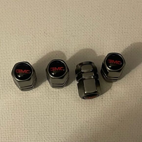 GMC Logo valve Stem caps in Gray set of 4 NWT - Picture 3 of 4